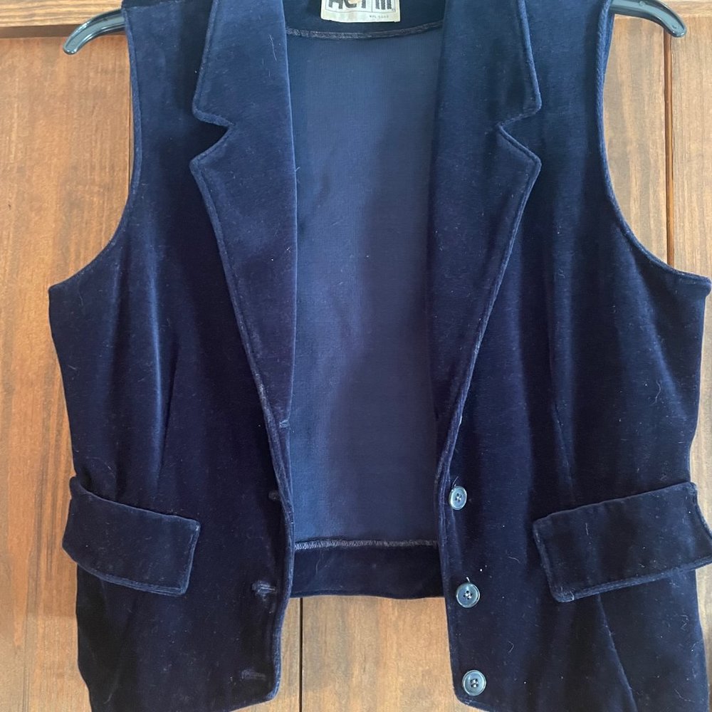 Vintage Blue Velvet Vest